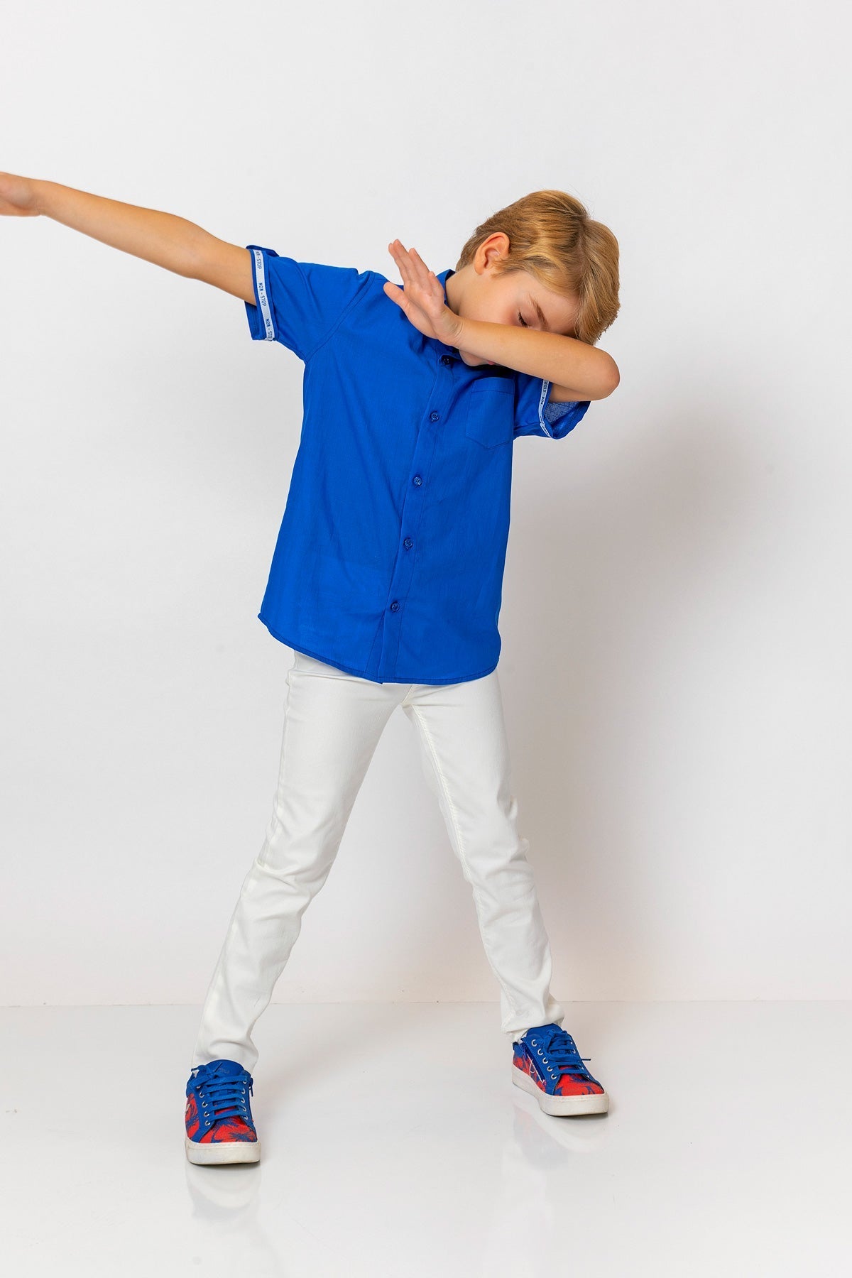 InCity Kids Boys Collared Short Sleeve Solid Pocket Button-Down Shirt InCity Boys & Girls