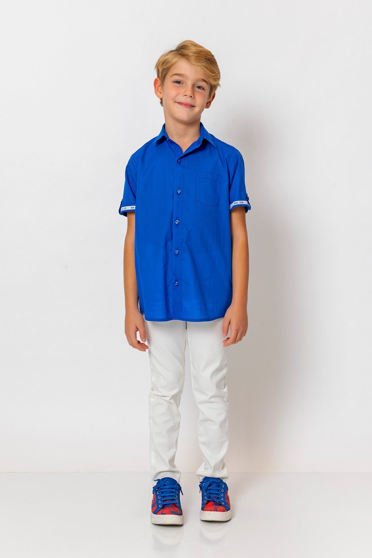 InCity Kids Boys Collared Short Sleeve Solid Pocket Button-Down Shirt InCity Boys & Girls