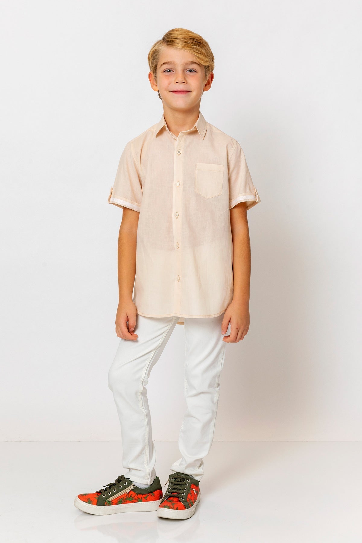 InCity Kids Boys Collared Short Sleeve Solid Pocket Button-Down Shirt InCity Boys & Girls