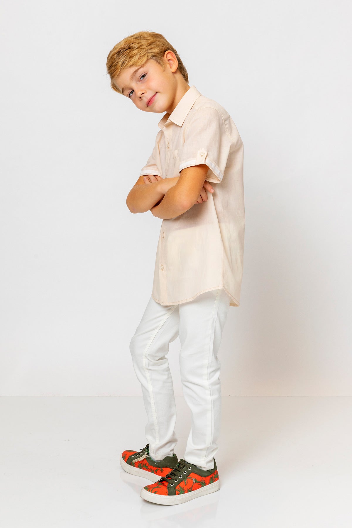 InCity Kids Boys Collared Short Sleeve Solid Pocket Button-Down Shirt InCity Boys & Girls