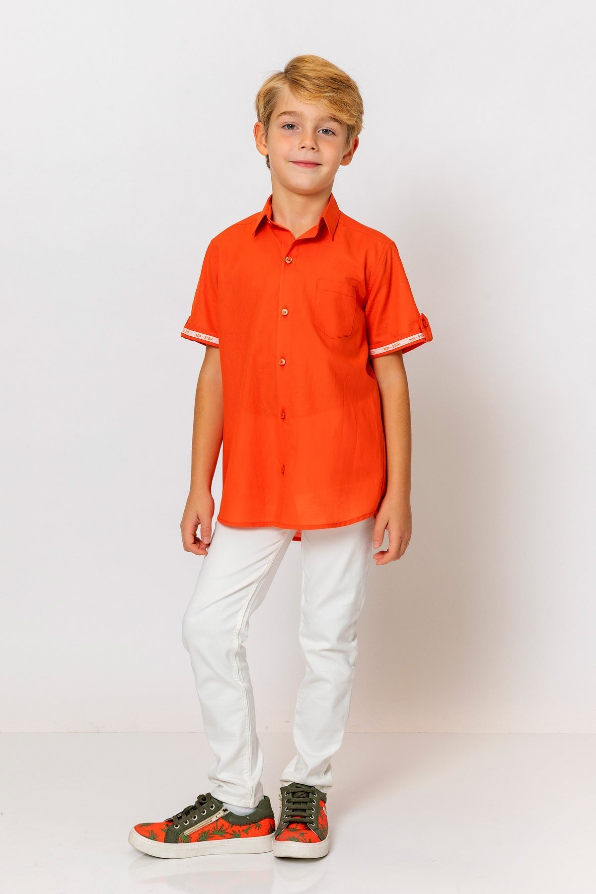 InCity Kids Boys Collared Short Sleeve Solid Pocket Button-Down Shirt InCity Boys & Girls