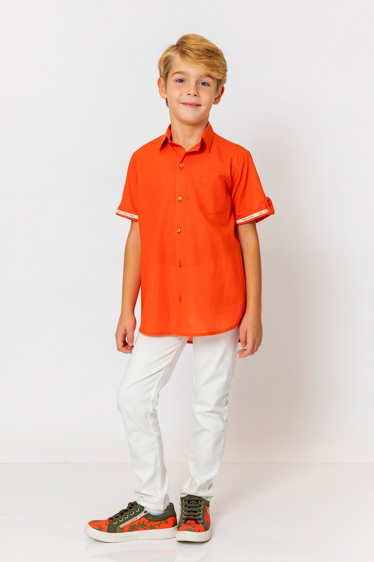 InCity Kids Boys Collared Short Sleeve Solid Pocket Button-Down Shirt InCity Boys & Girls
