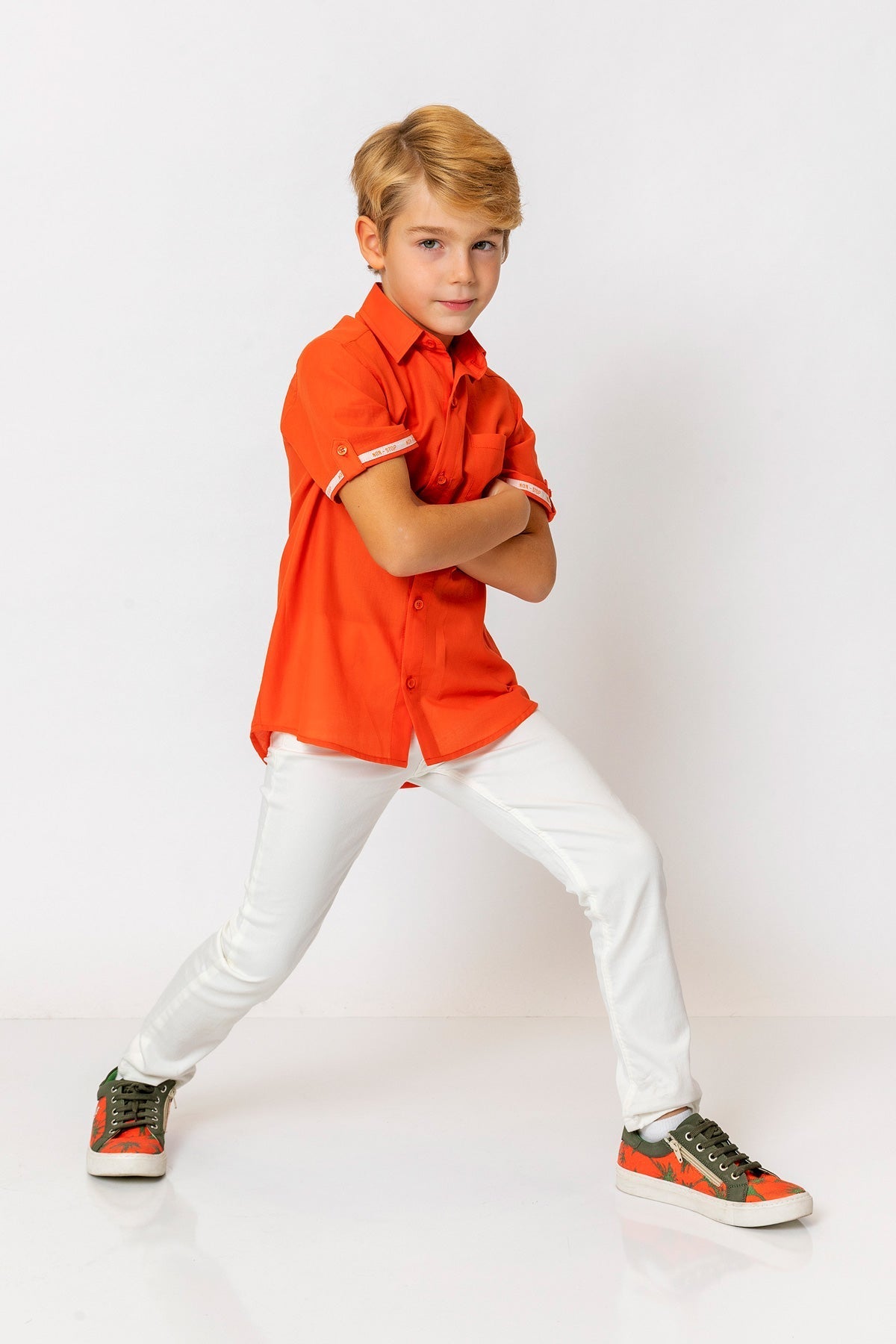 InCity Kids Boys Collared Short Sleeve Solid Pocket Button-Down Shirt InCity Boys & Girls