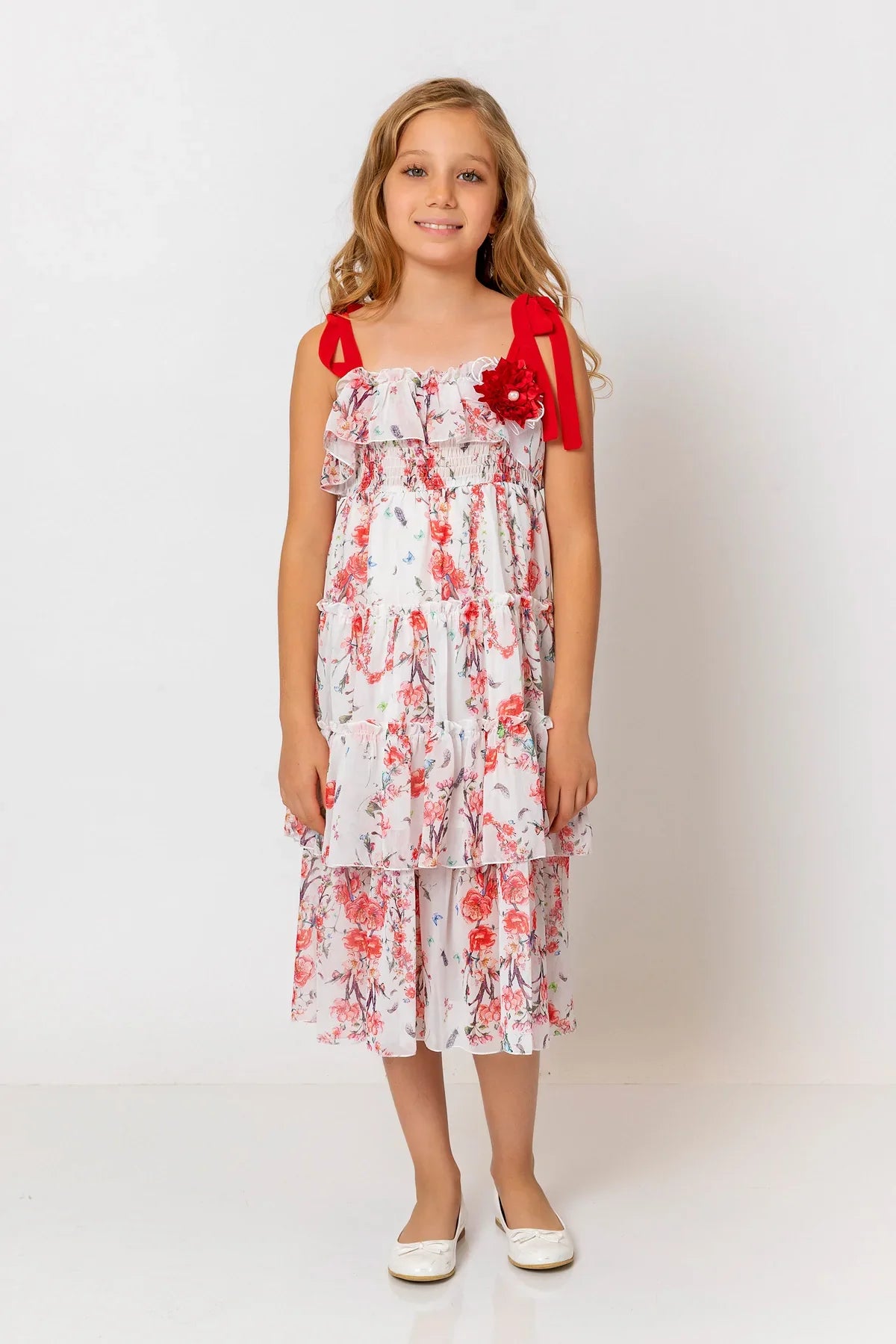 InCity Kids Girls Floral Layered Midi Dress InCity Boys & Girls
