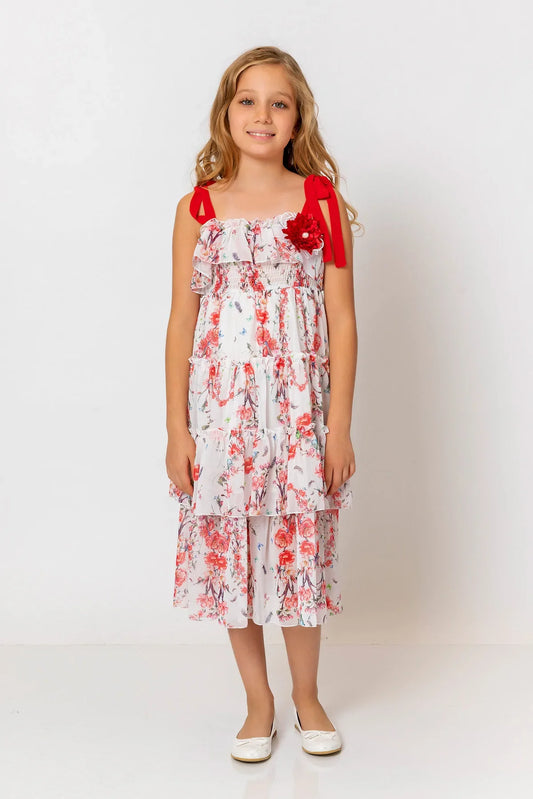 InCity Kids Girls Floral Layered Midi Dress InCity Boys & Girls