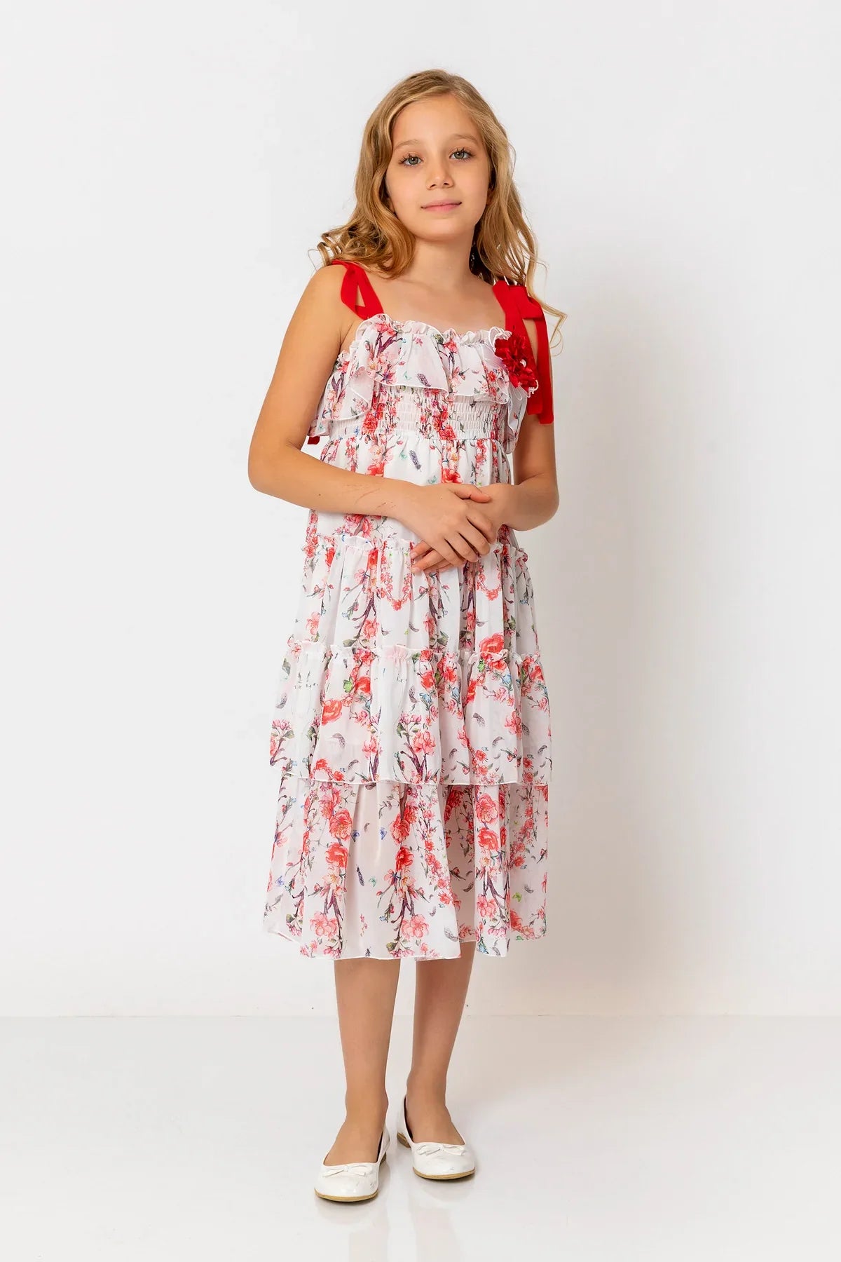 InCity Kids Girls Floral Layered Midi Dress InCity Boys & Girls