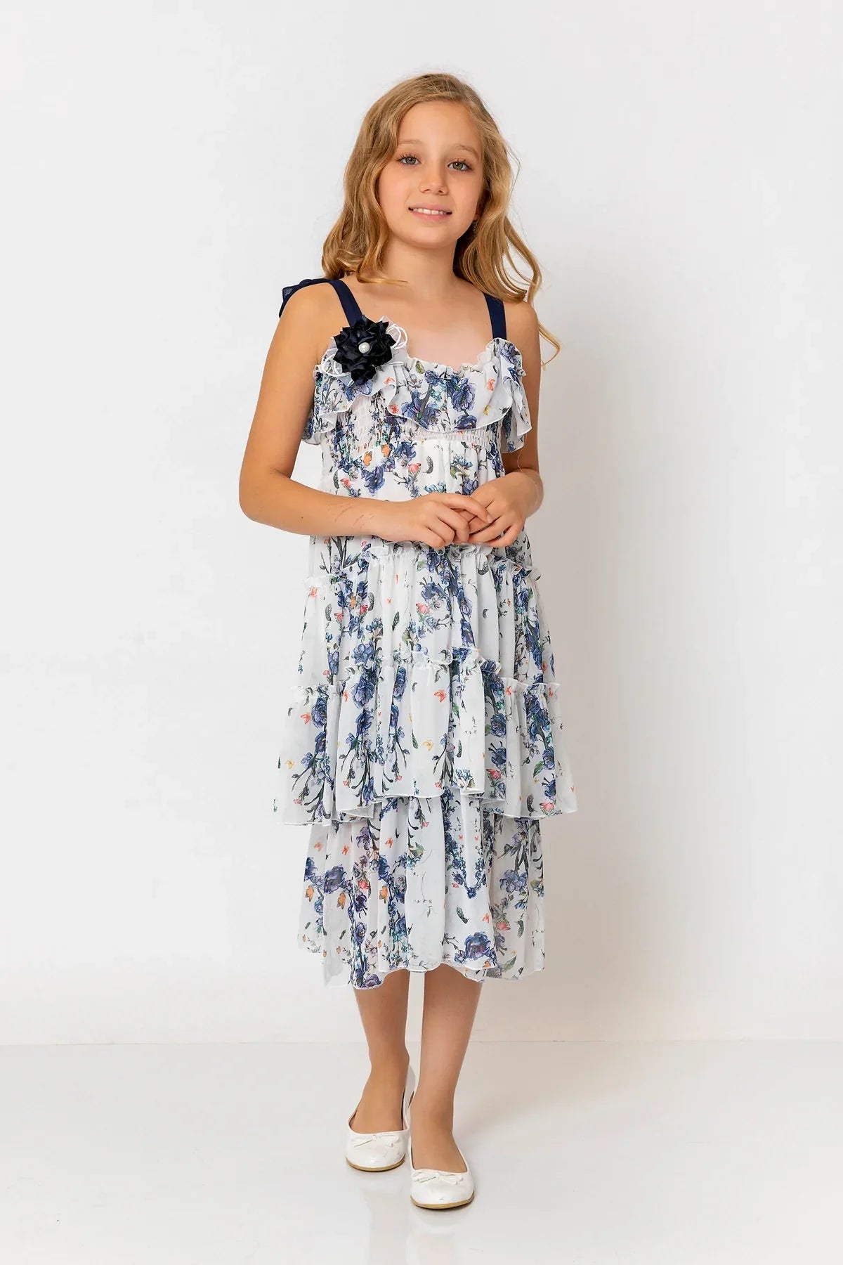 InCity Kids Girls Floral Layered Midi Dress InCity Boys & Girls