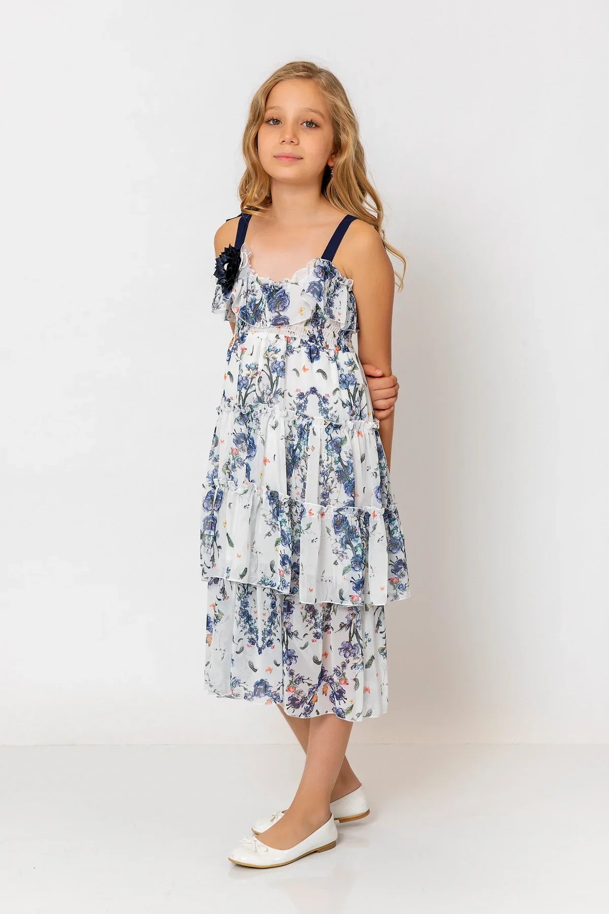 InCity Kids Girls Floral Layered Midi Dress InCity Boys & Girls