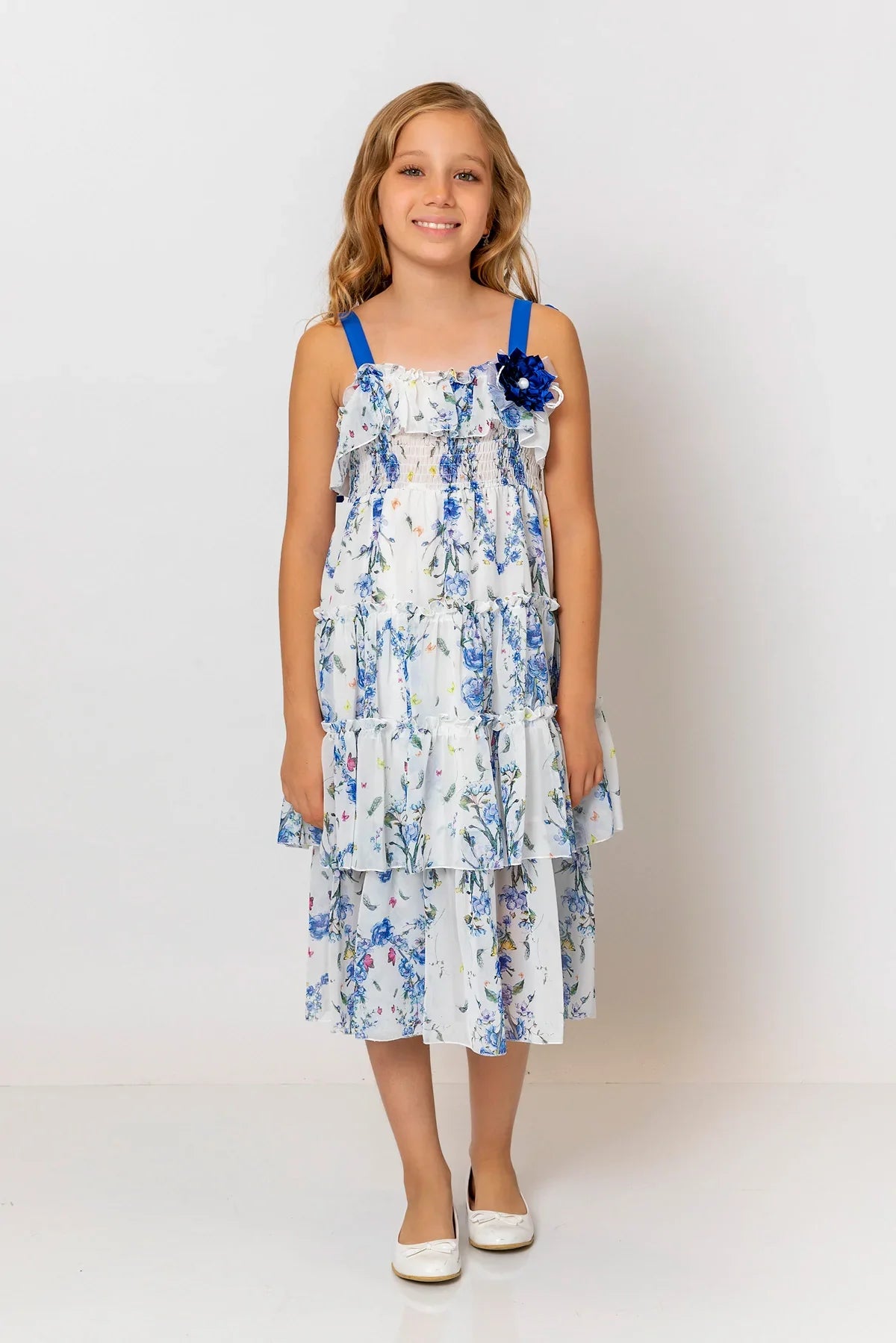 InCity Kids Girls Floral Layered Midi Dress InCity Boys & Girls