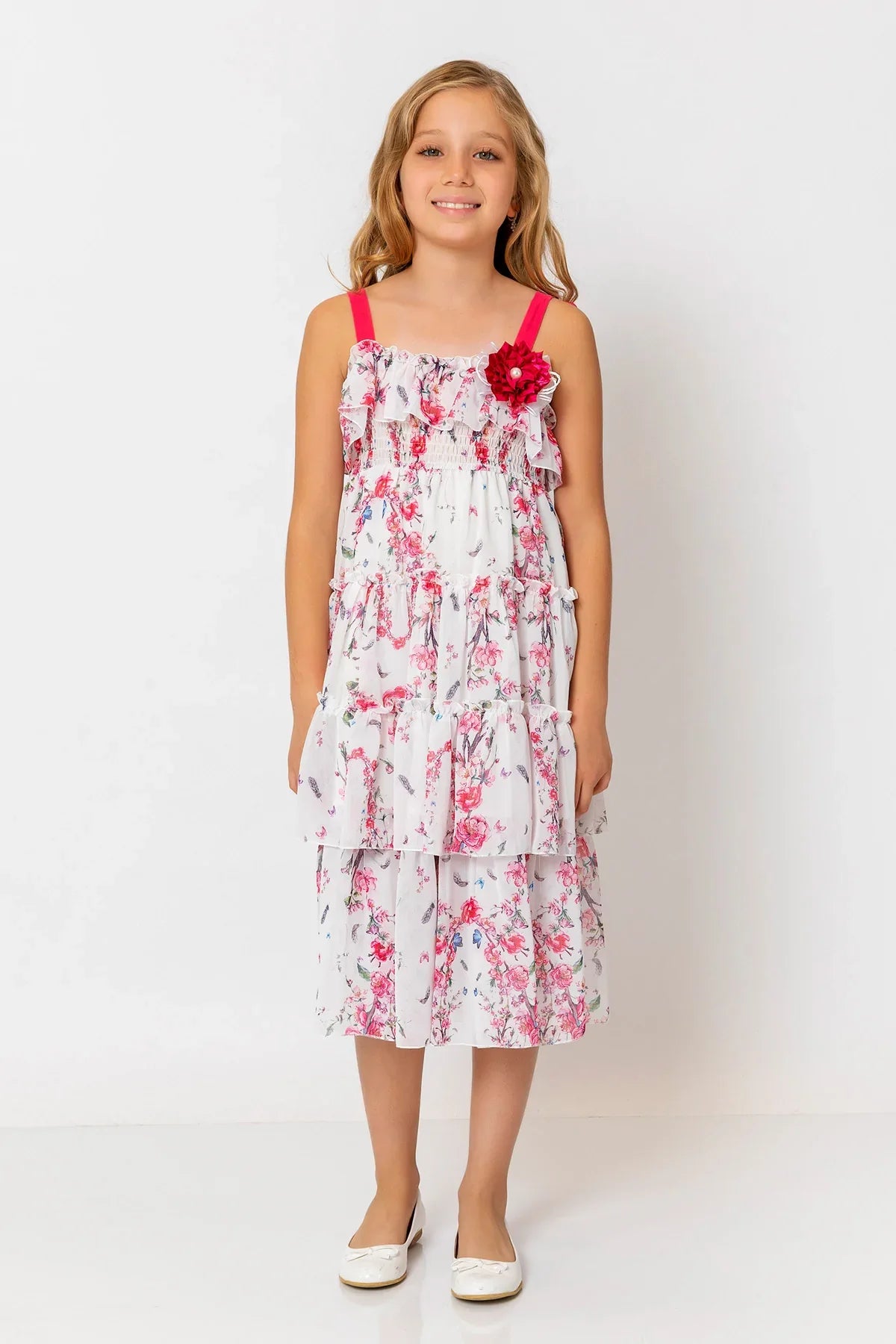 InCity Kids Girls Floral Layered Midi Dress InCity Boys & Girls