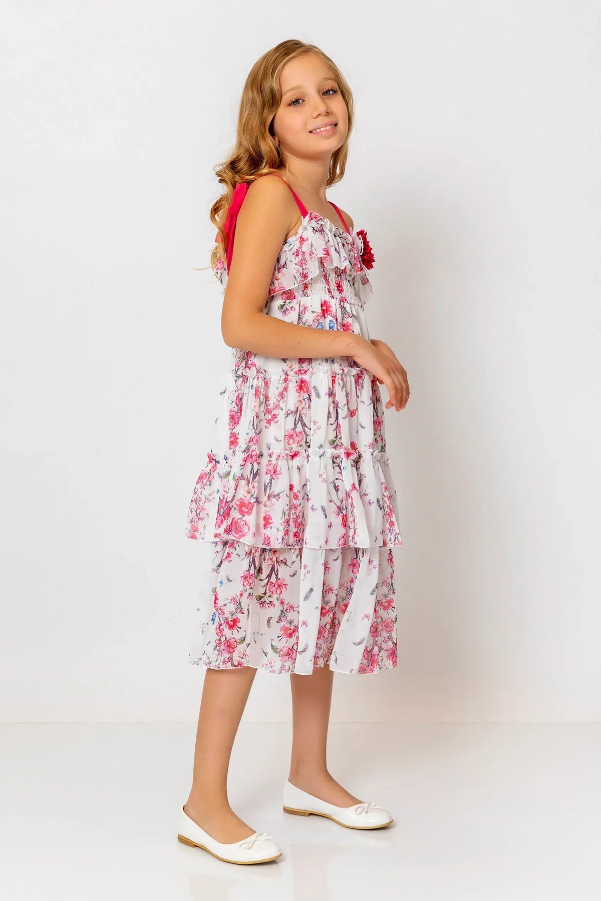 InCity Kids Girls Floral Layered Midi Dress InCity Boys & Girls