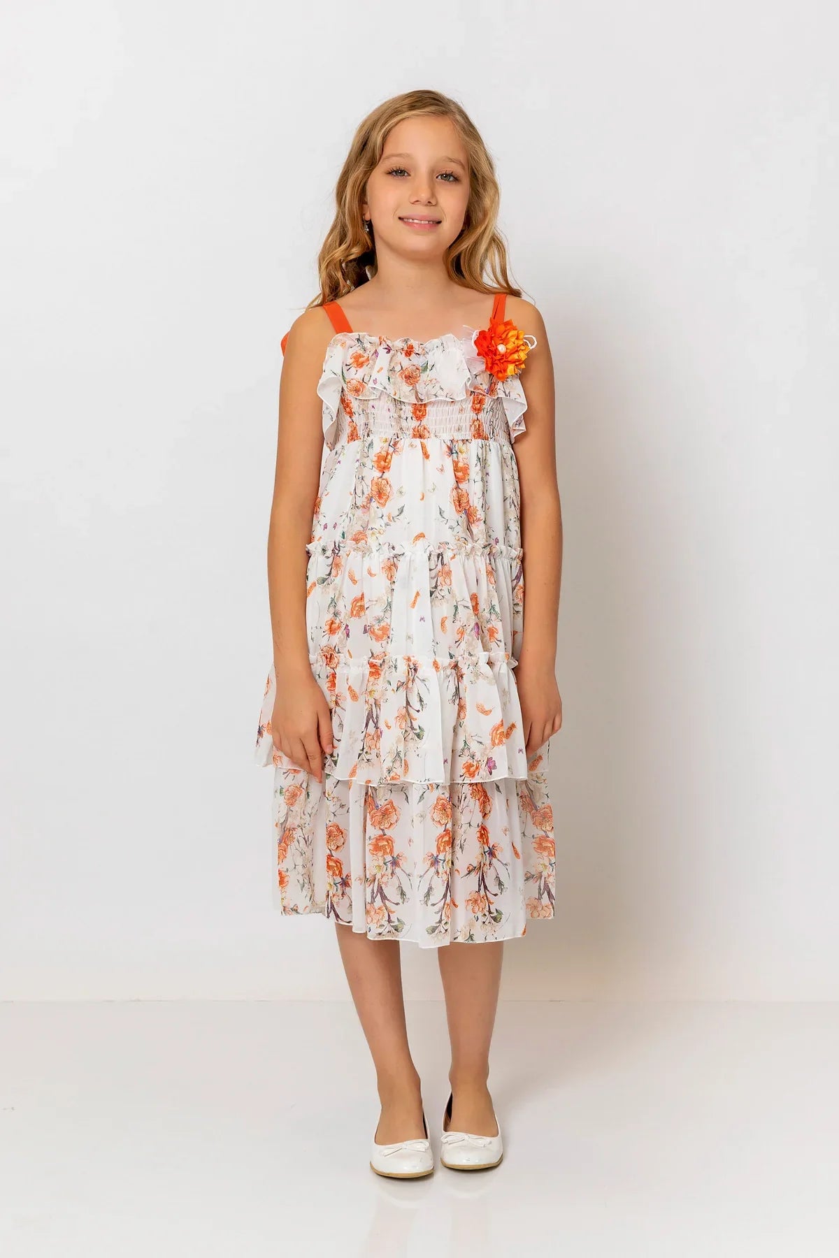InCity Kids Girls Floral Layered Midi Dress InCity Boys & Girls