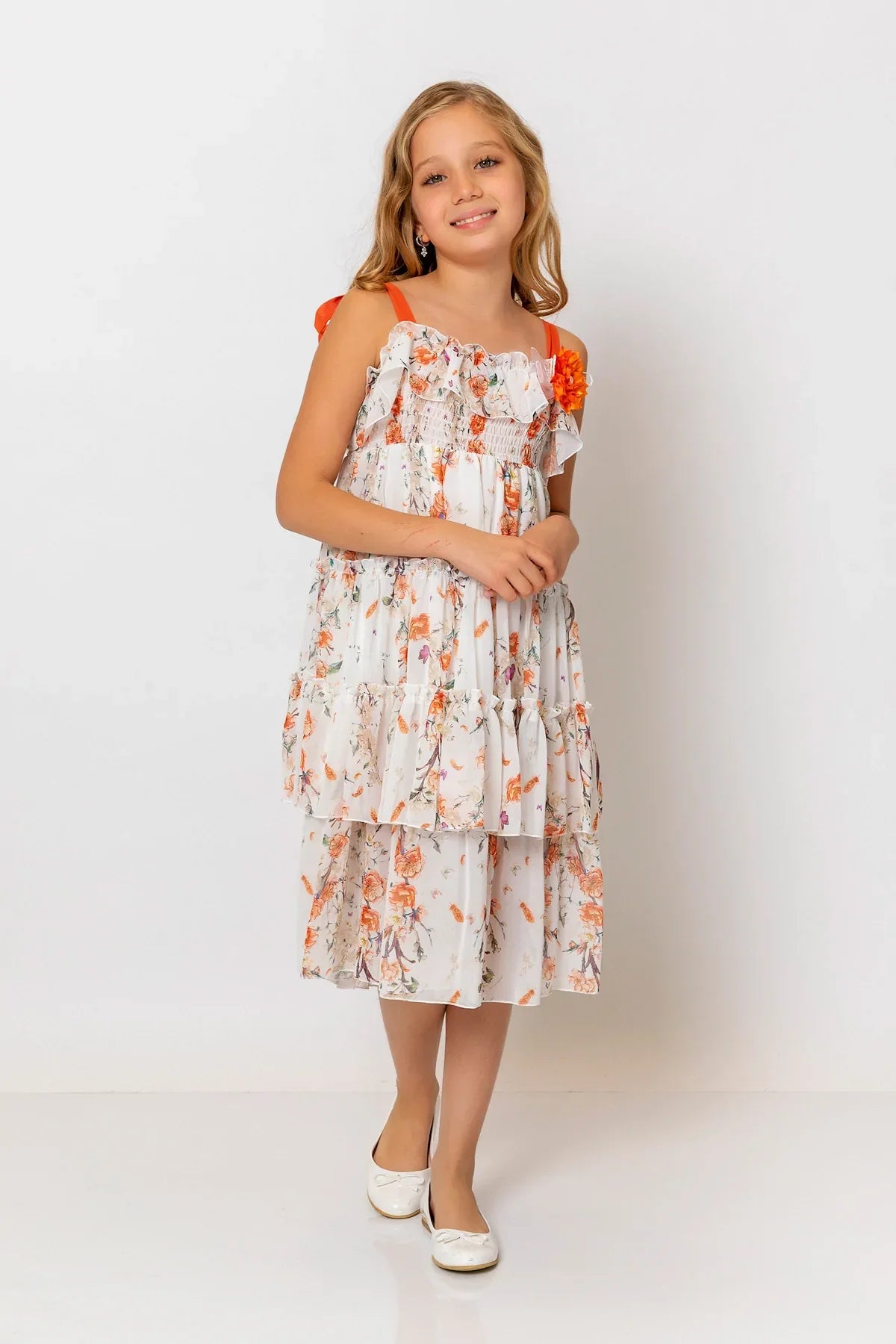 InCity Kids Girls Floral Layered Midi Dress InCity Boys & Girls