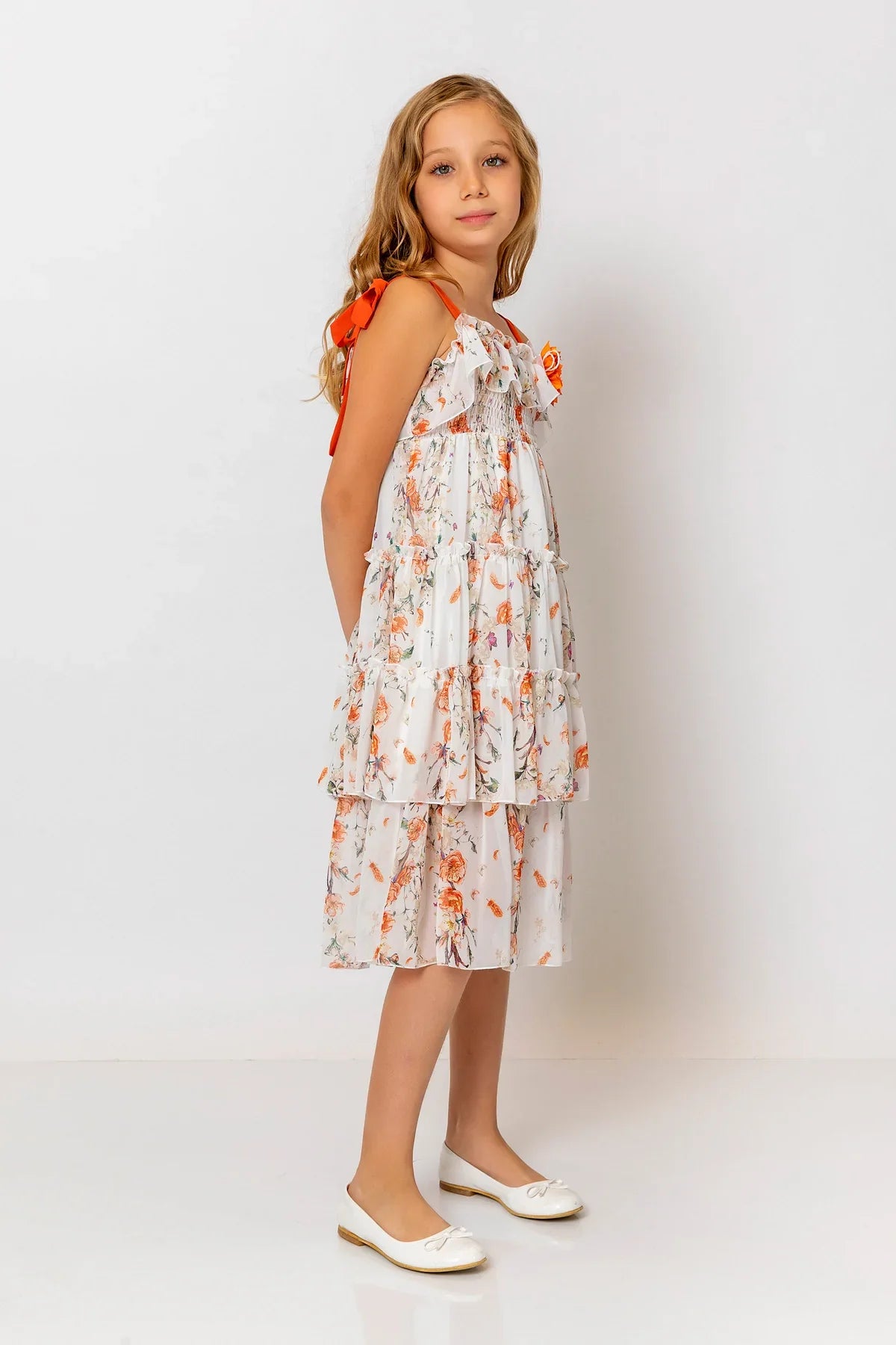 InCity Kids Girls Floral Layered Midi Dress InCity Boys & Girls