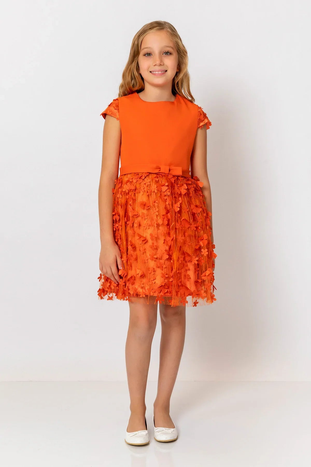 InCity Kids Girls Short Sleeve Belted Floral Tulle Dress InCity Boys & Girls