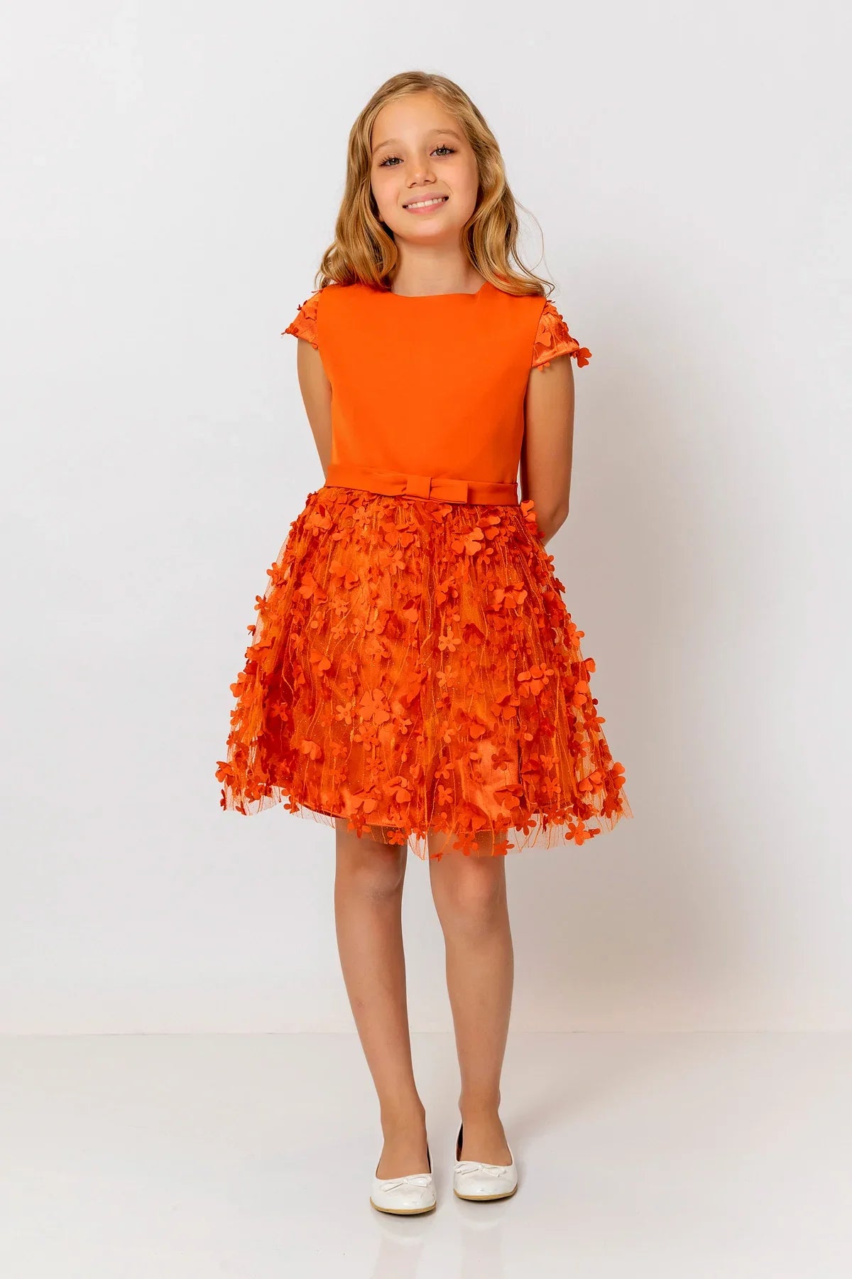 InCity Kids Girls Short Sleeve Belted Floral Tulle Dress InCity Boys & Girls