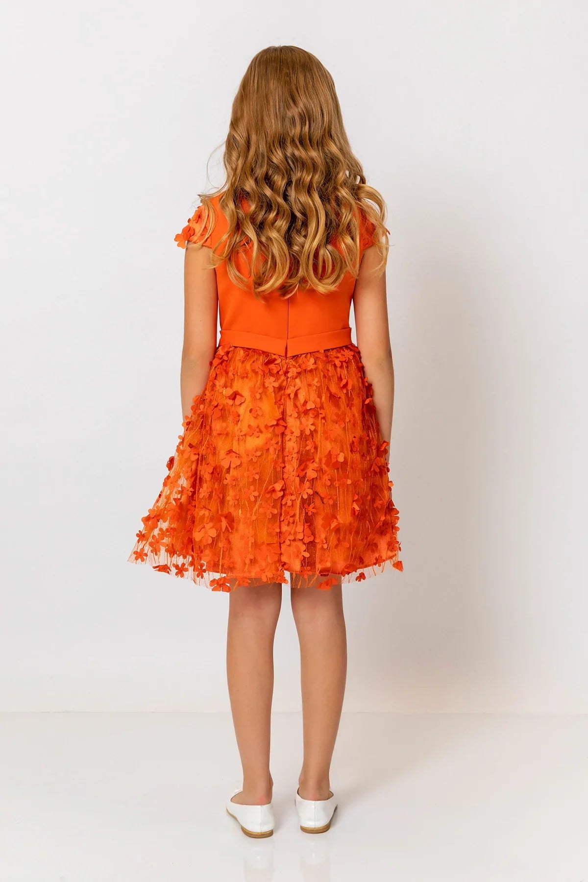 InCity Kids Girls Short Sleeve Belted Floral Tulle Dress InCity Boys & Girls