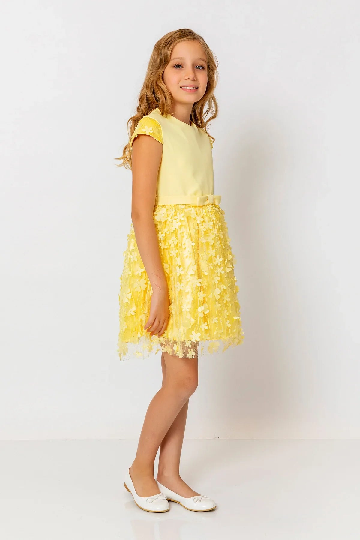 InCity Kids Girls Short Sleeve Belted Floral Tulle Dress InCity Boys & Girls