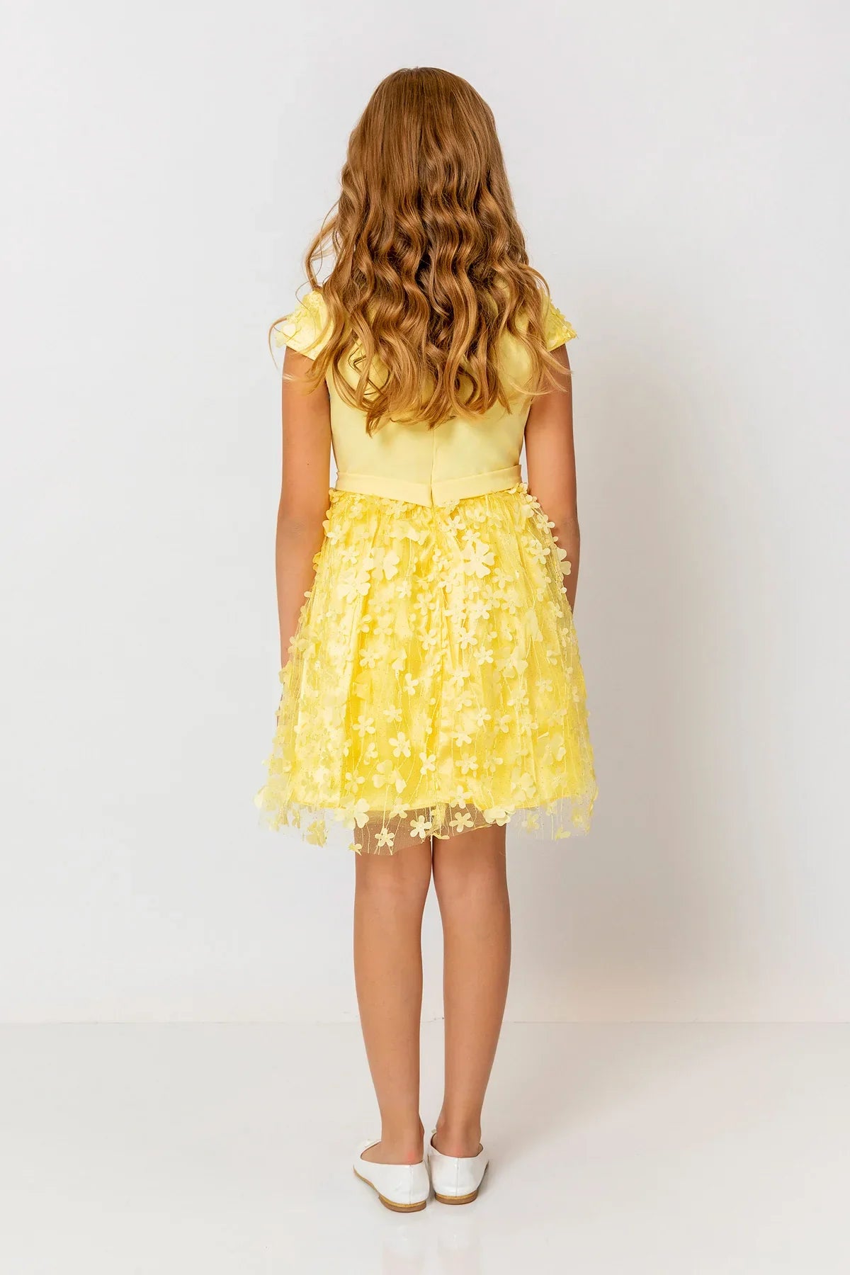 InCity Kids Girls Short Sleeve Belted Floral Tulle Dress InCity Boys & Girls