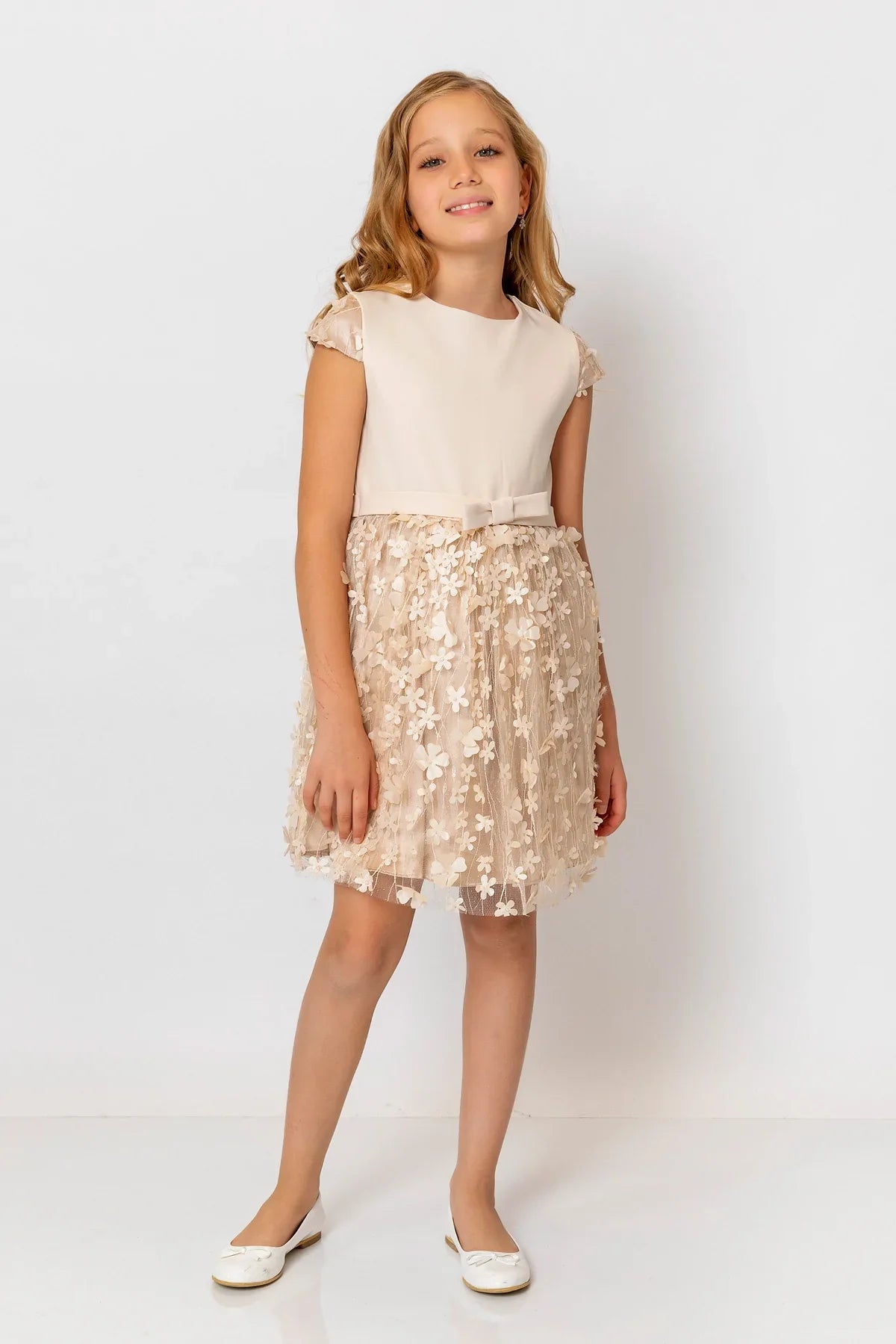 InCity Kids Girls Short Sleeve Belted Floral Tulle Dress InCity Boys & Girls