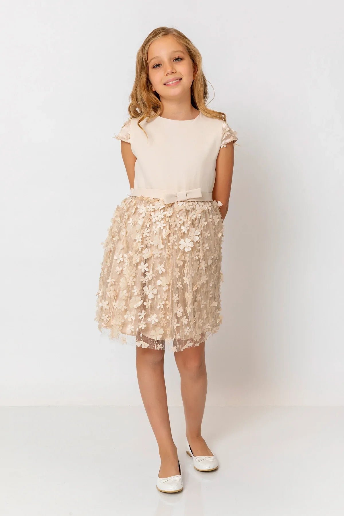 InCity Kids Girls Short Sleeve Belted Floral Tulle Dress InCity Boys & Girls