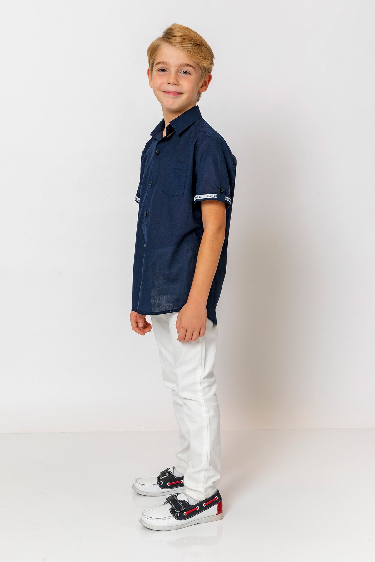 InCity Kids Boys Collared Short Sleeve Solid Pocket Button-Down Shirt InCity Boys & Girls