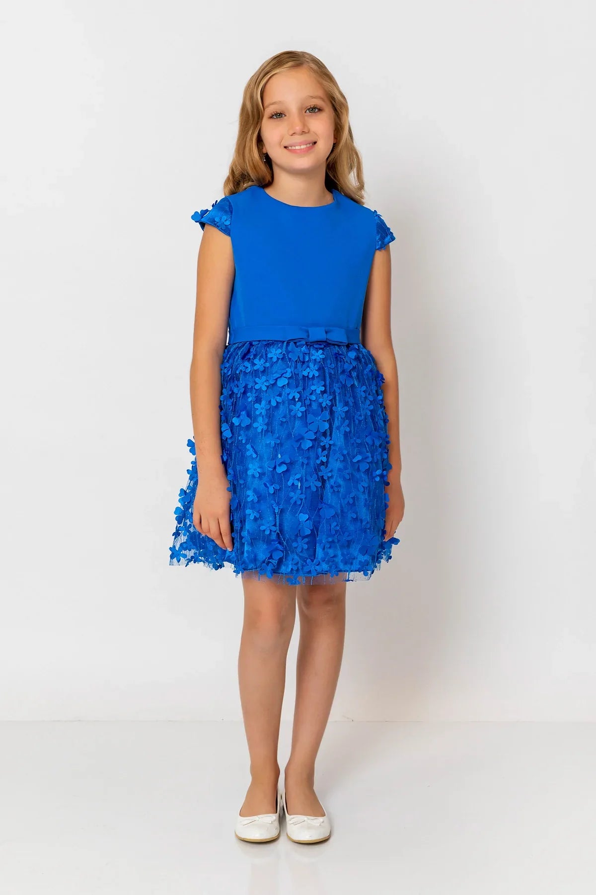 InCity Kids Girls Short Sleeve Belted Floral Tulle Dress InCity Boys & Girls