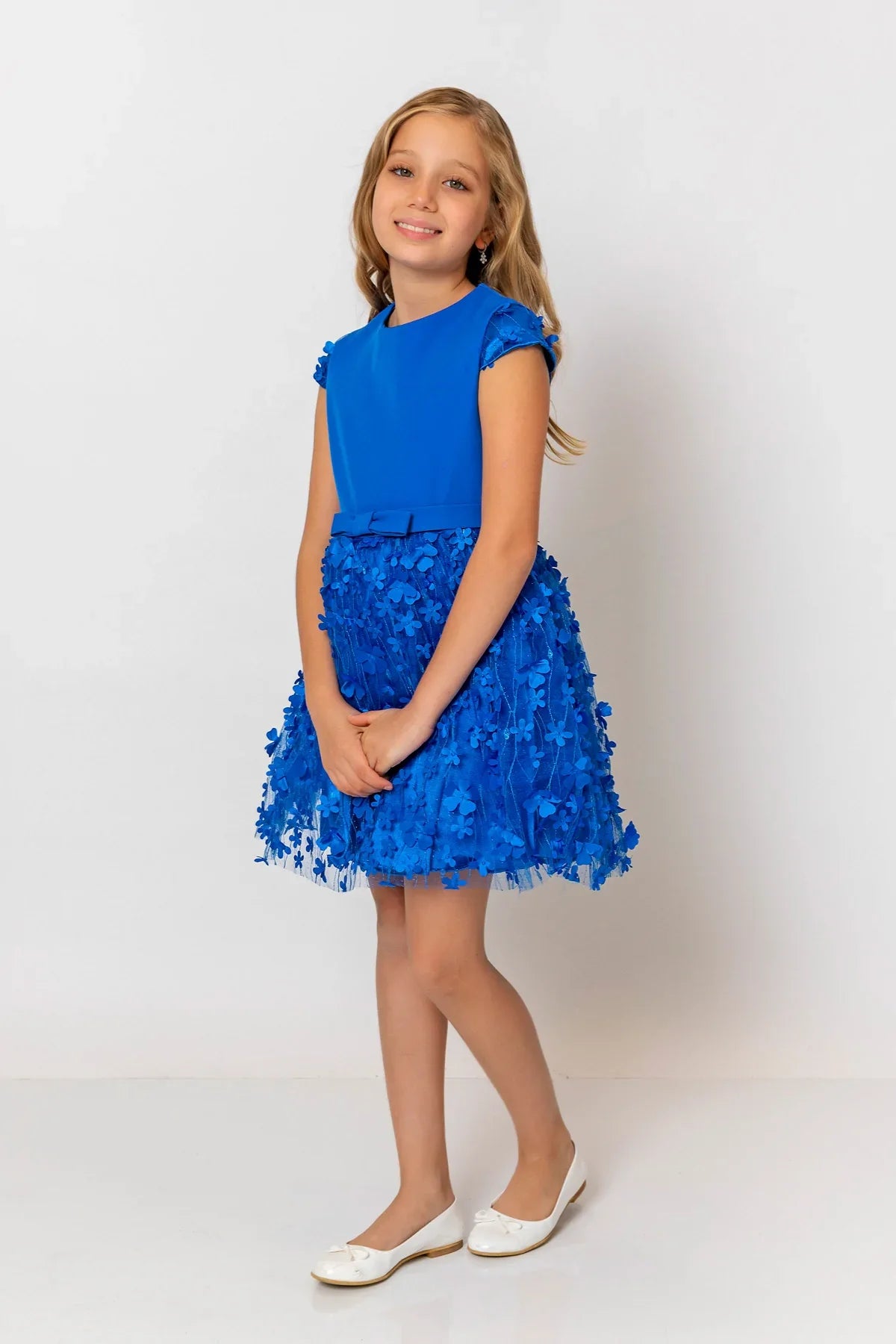 InCity Kids Girls Short Sleeve Belted Floral Tulle Dress InCity Boys & Girls