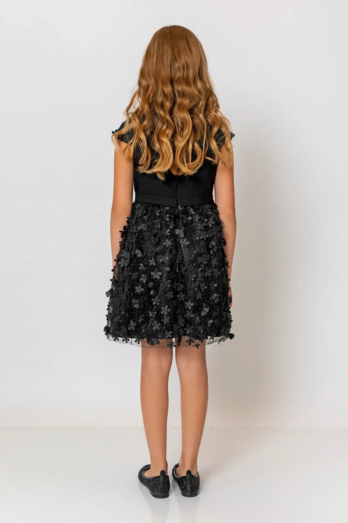 InCity Kids Girls Short Sleeve Belted Floral Tulle Dress InCity Boys & Girls