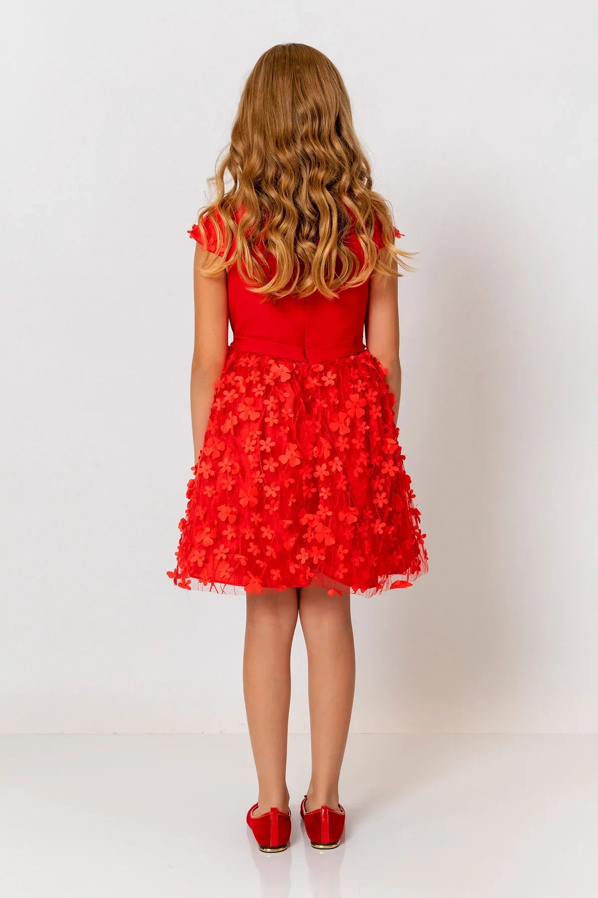 InCity Kids Girls Short Sleeve Belted Floral Tulle Dress InCity Boys & Girls