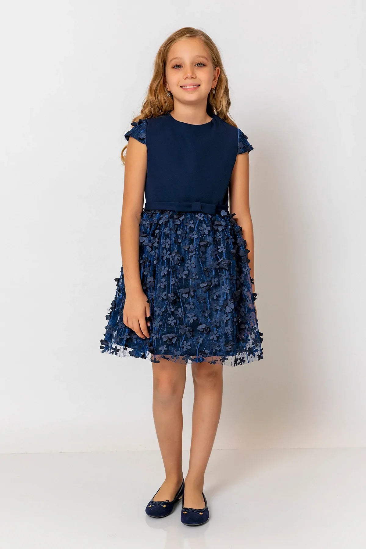 InCity Kids Girls Short Sleeve Belted Floral Tulle Dress InCity Boys & Girls