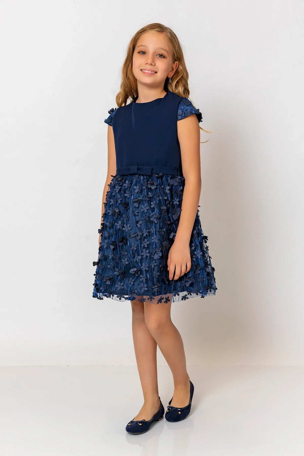 InCity Kids Girls Short Sleeve Belted Floral Tulle Dress InCity Boys & Girls
