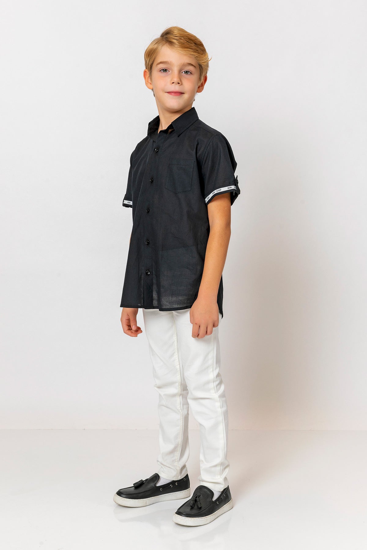 InCity Kids Boys Collared Short Sleeve Solid Pocket Button-Down Shirt InCity Boys & Girls