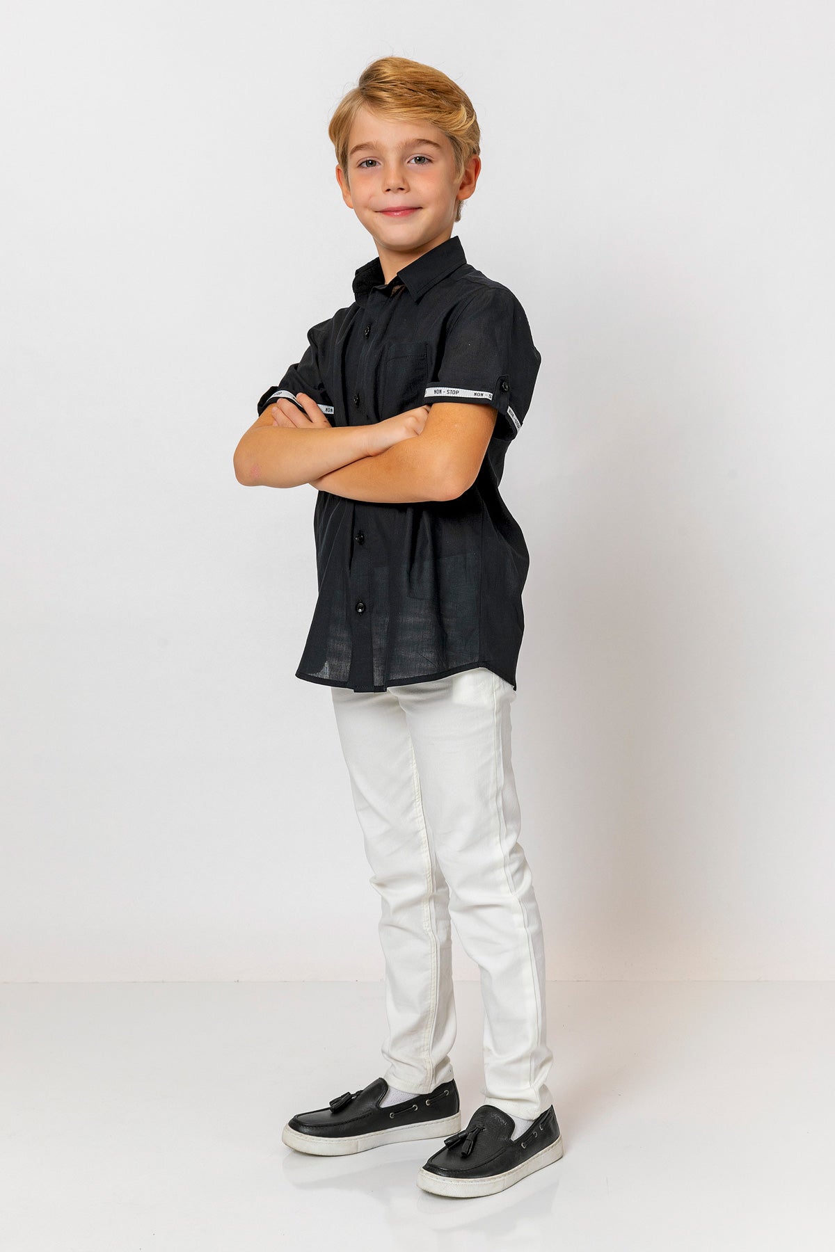 InCity Kids Boys Collared Short Sleeve Solid Pocket Button-Down Shirt InCity Boys & Girls