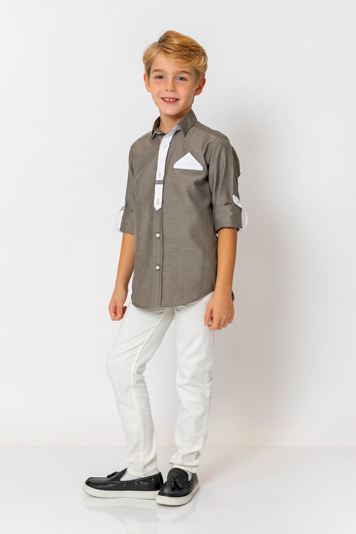 InCity Kids Boys Long Sleeve Button Down Collared Dress Shirt InCity Boys & Girls