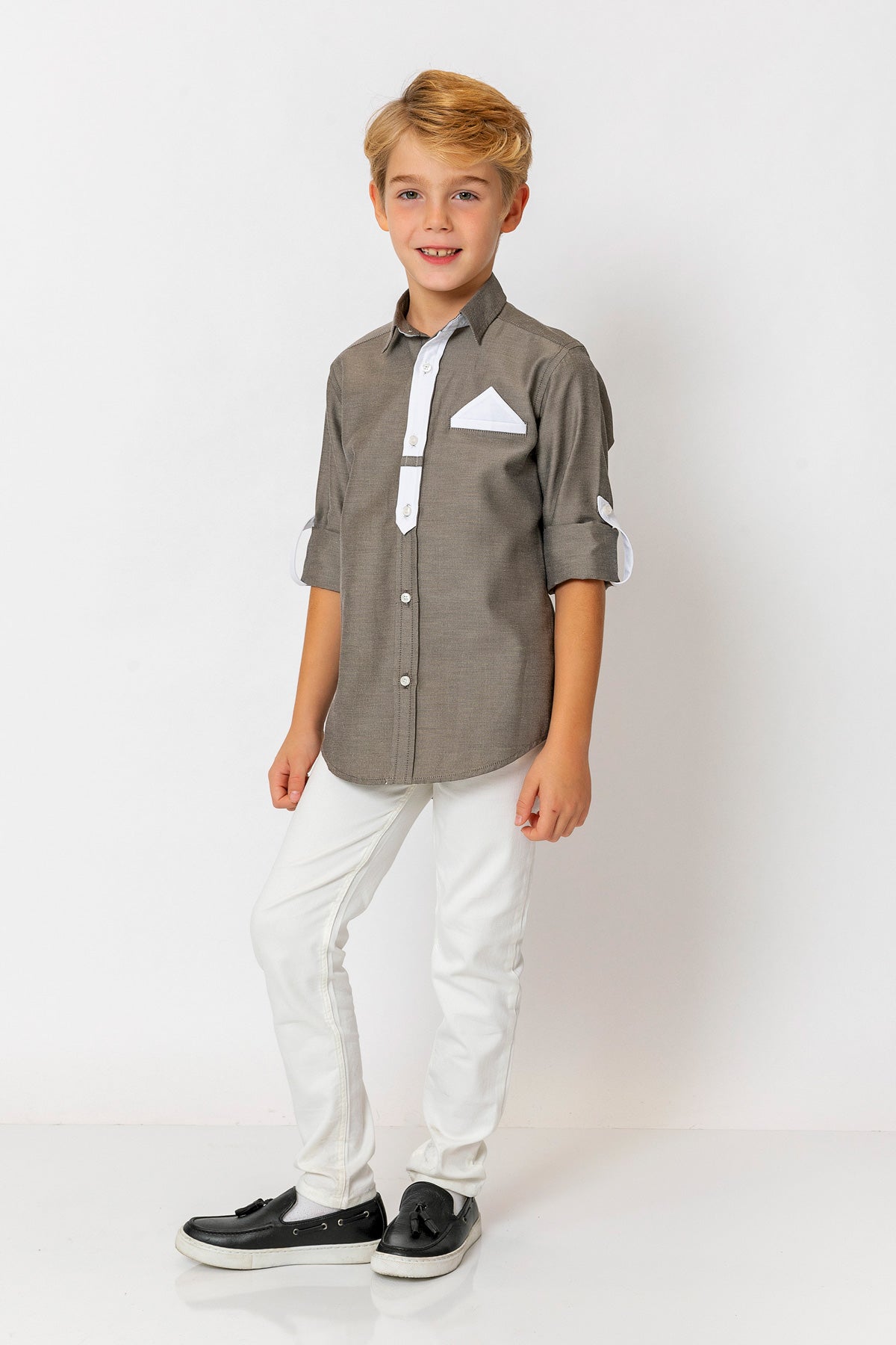 InCity Kids Boys Long Sleeve Button Down Collared Dress Shirt InCity Boys & Girls