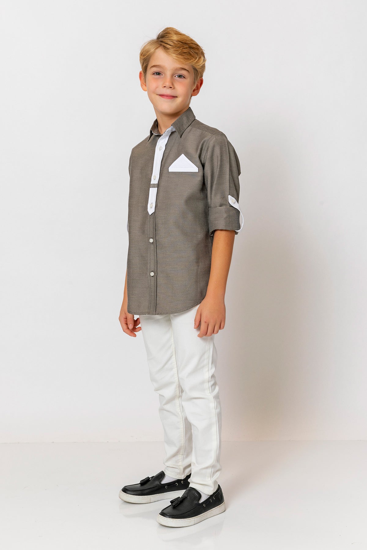 InCity Kids Boys Long Sleeve Button Down Collared Dress Shirt InCity Boys & Girls