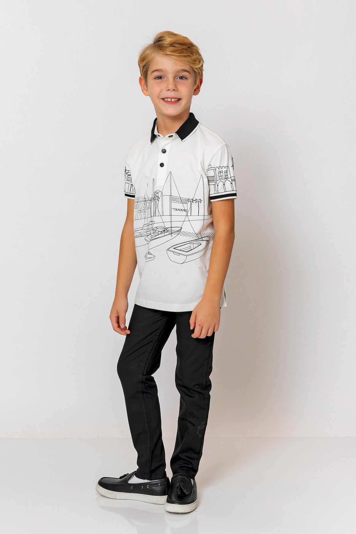 InCity Kids Boys Printed Button Short Sleeve Yacht Polo Shirt InCity Boys & Girls