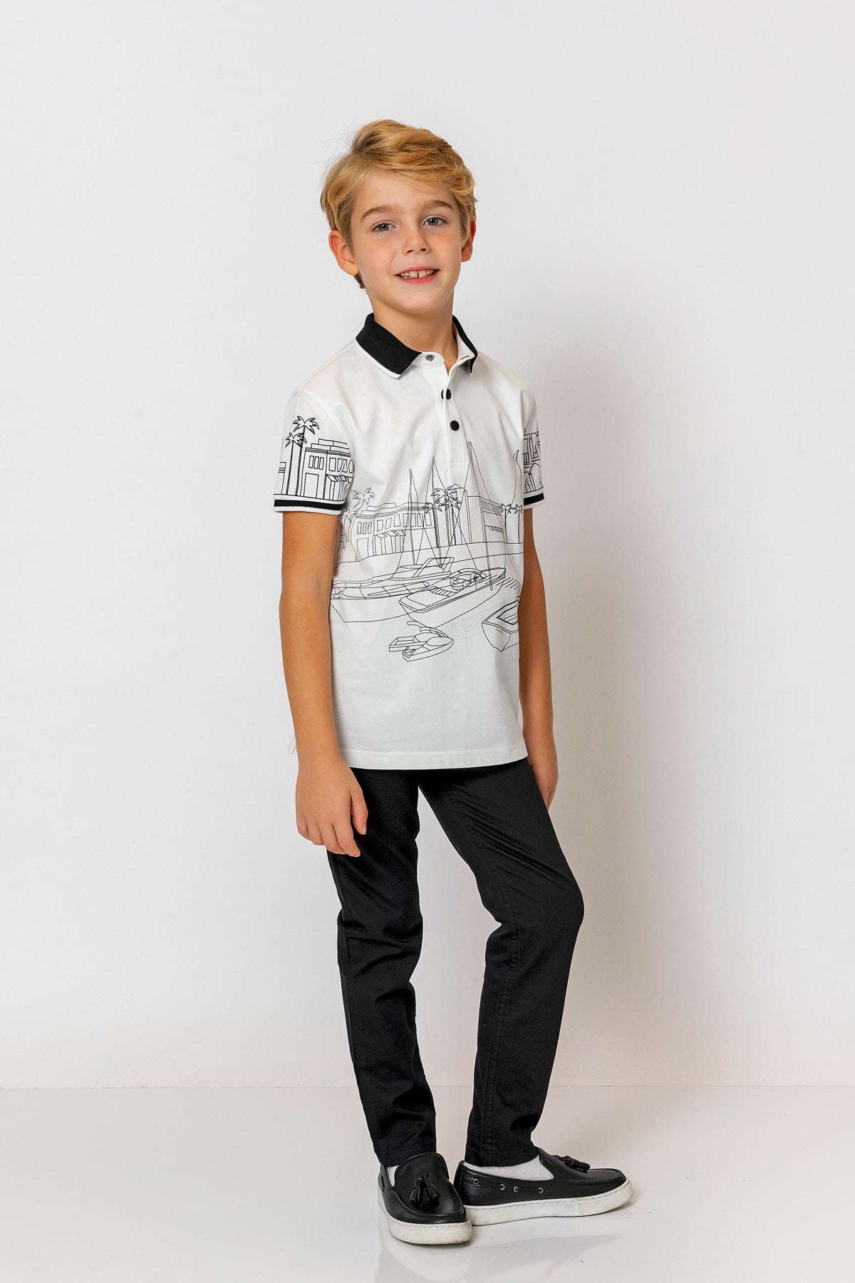 InCity Kids Boys Printed Button Short Sleeve Yacht Polo Shirt InCity Boys & Girls