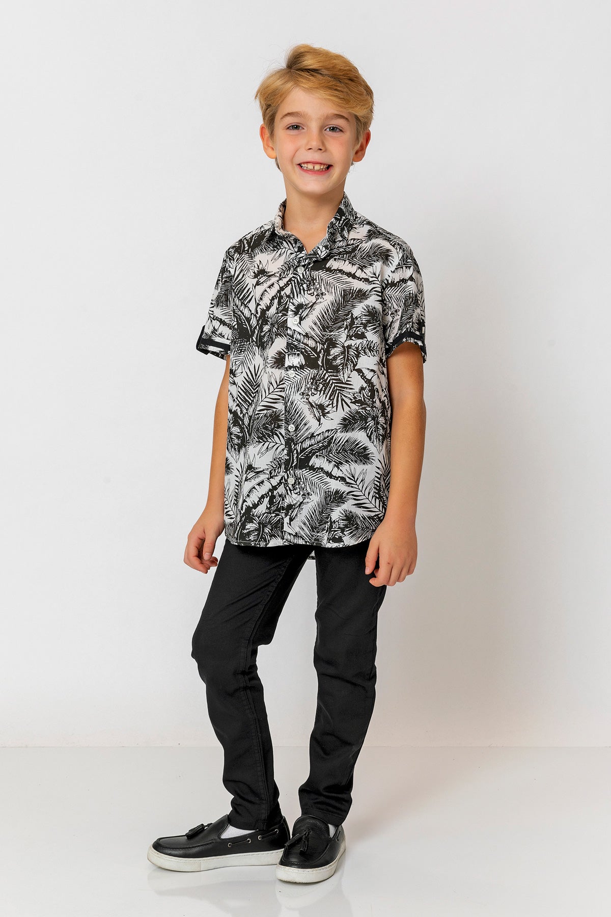 InCity Kids Boys Collared Short Sleeve Button Down Hawaiian Shirt InCity Boys & Girls