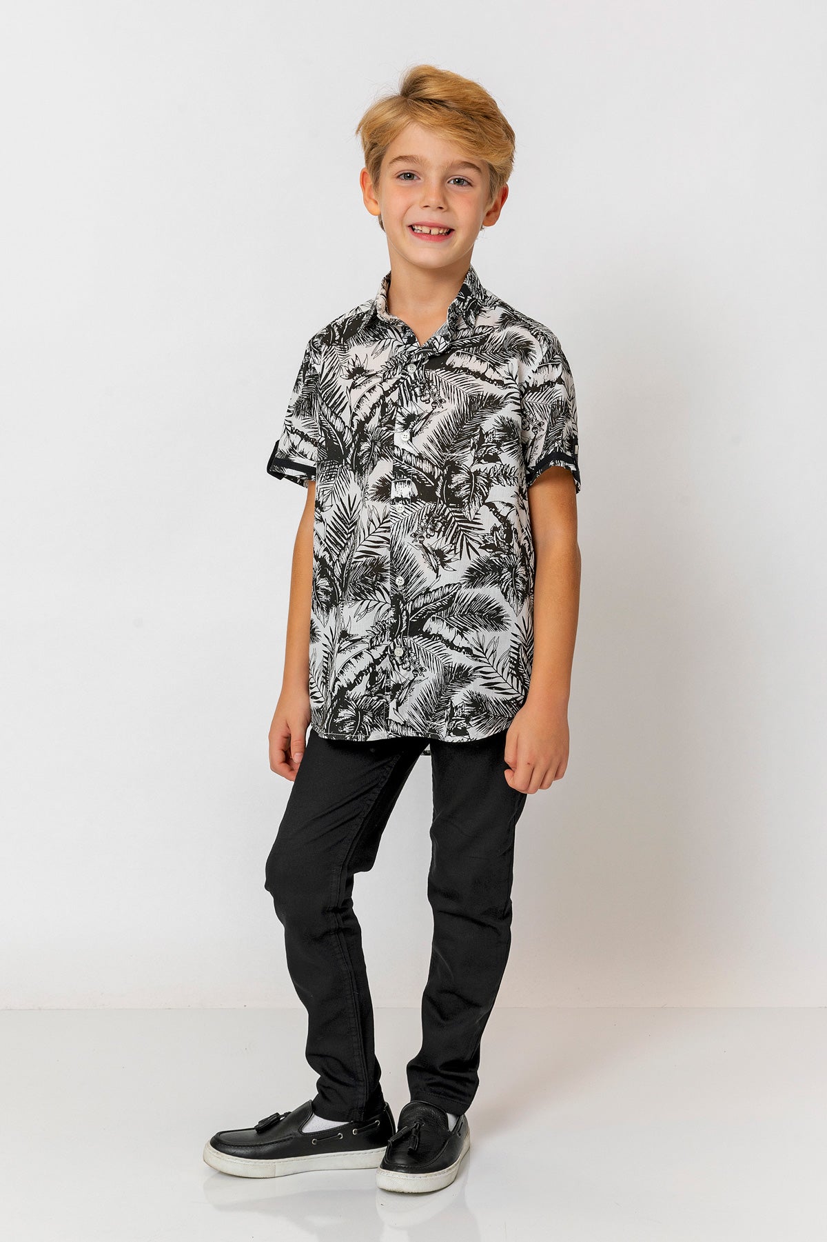 InCity Kids Boys Collared Short Sleeve Button Down Hawaiian Shirt InCity Boys & Girls