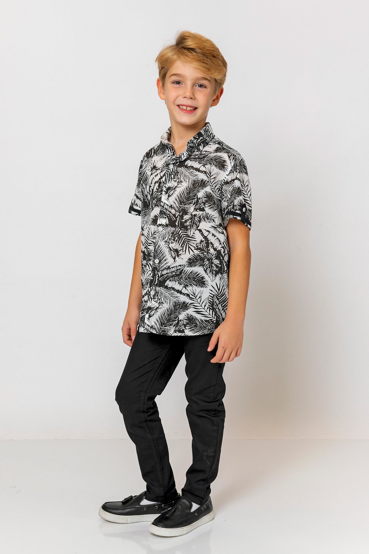InCity Kids Boys Collared Short Sleeve Button Down Hawaiian Shirt InCity Boys & Girls