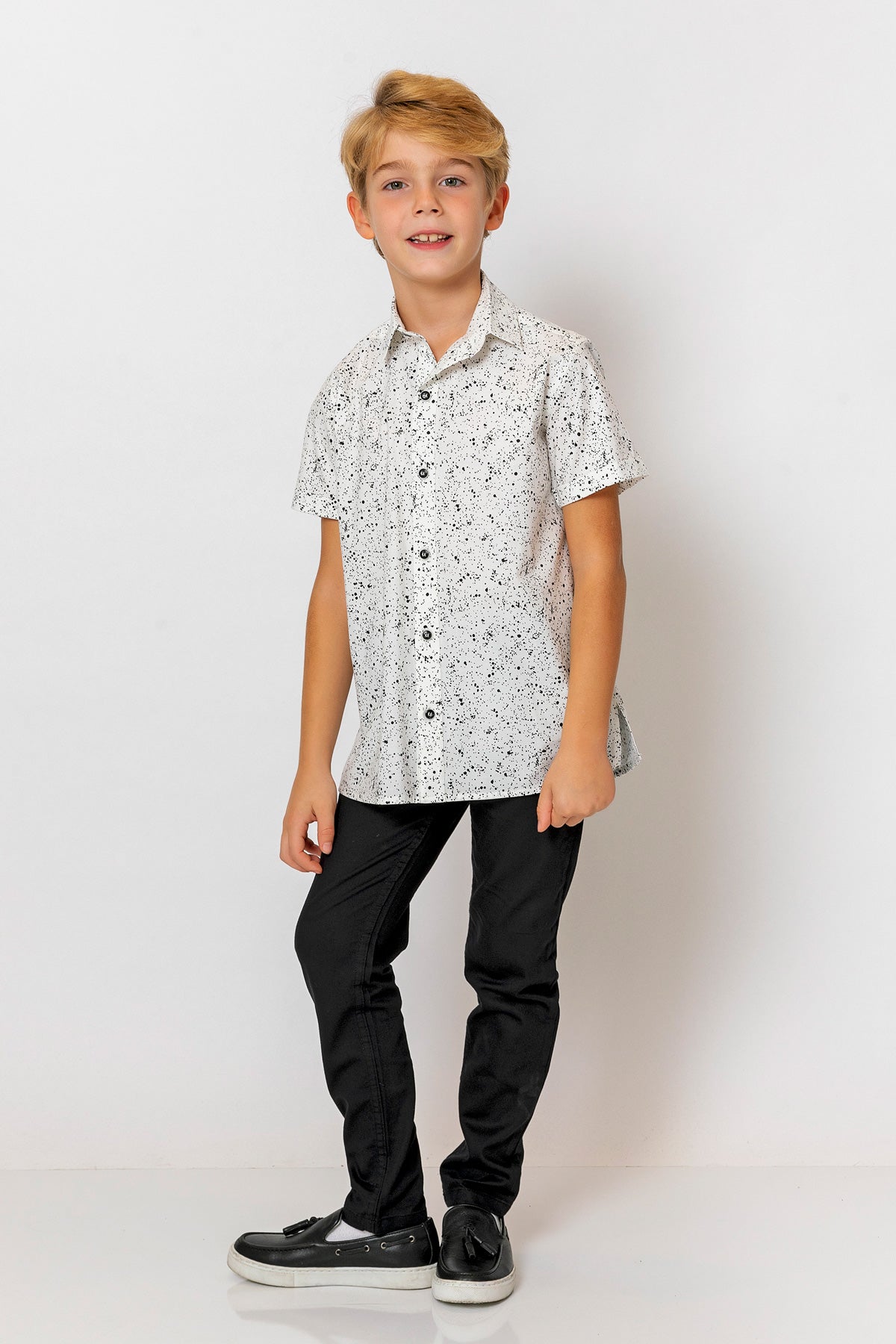 InCity Kids Boys Collared Short Sleeve Printed Button-Down Shirt InCity Boys & Girls