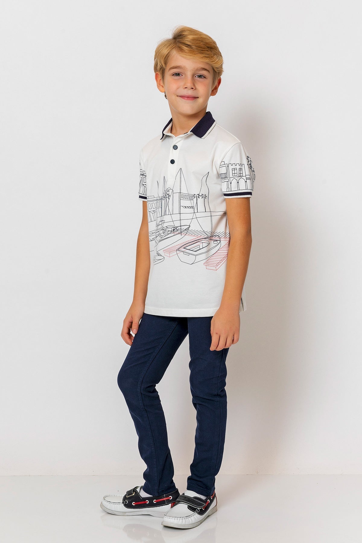 InCity Kids Boys Printed Button Short Sleeve Yacht Polo Shirt InCity Boys & Girls