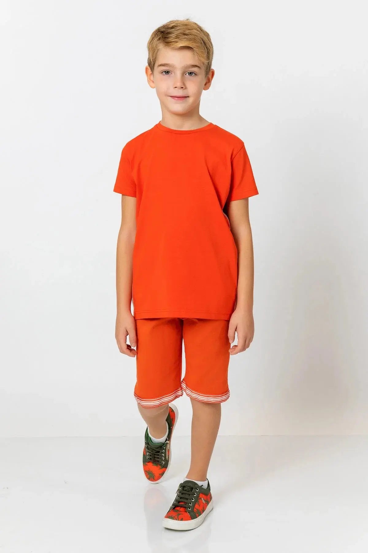 InCity Boys (3010) - Yuvarlak Yaka Yan Çizgili Ksa Kollu T-Shirt dogan-811