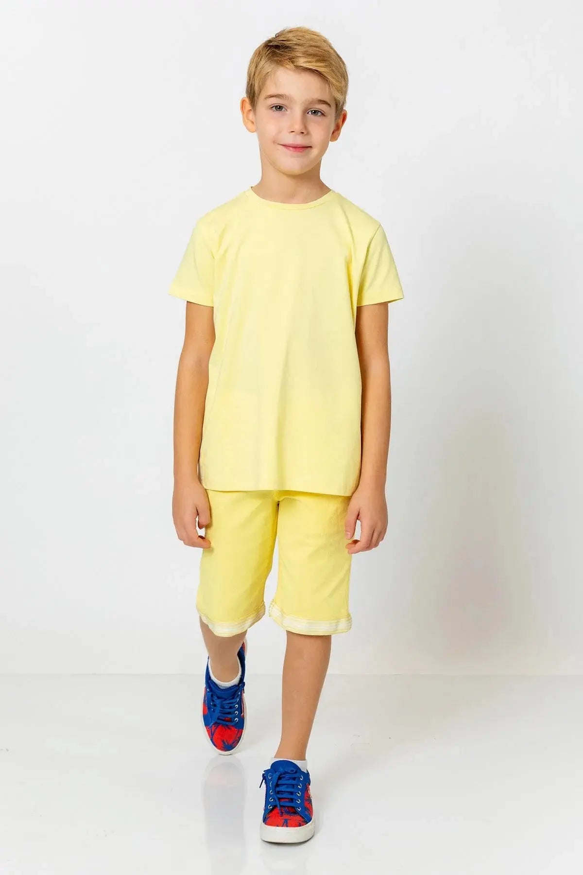 InCity Boys (3010) - Yuvarlak Yaka Yan Çizgili Ksa Kollu T-Shirt dogan-811