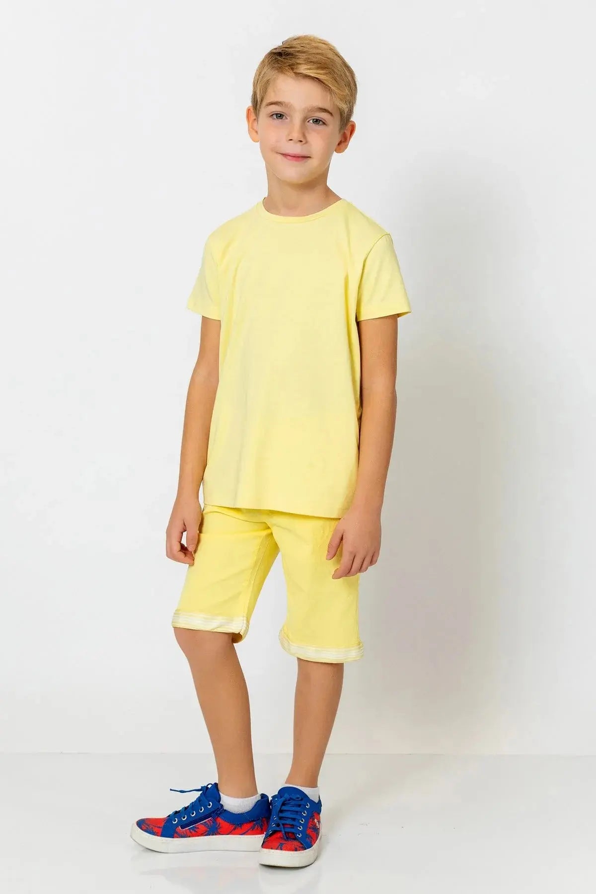 InCity Boys (3010) - Yuvarlak Yaka Yan Çizgili Ksa Kollu T-Shirt dogan-811