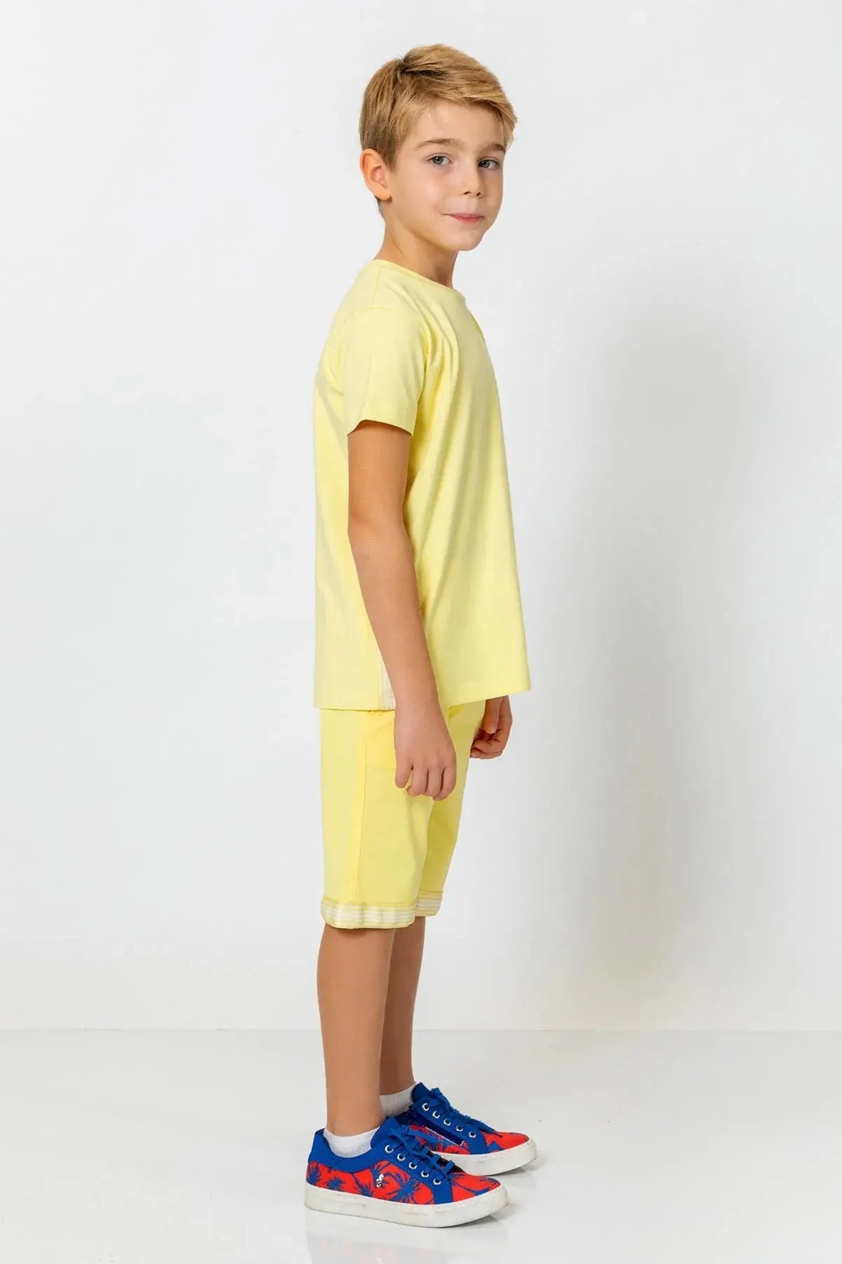 InCity Boys (3010) - Yuvarlak Yaka Yan Çizgili Ksa Kollu T-Shirt dogan-811