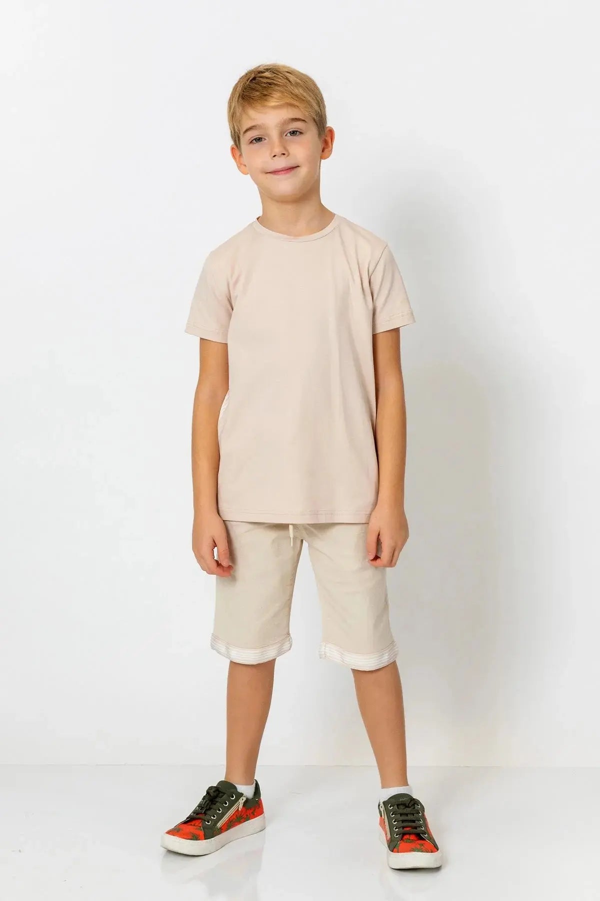 InCity Boys (3010) - Yuvarlak Yaka Yan Çizgili Ksa Kollu T-Shirt dogan-811