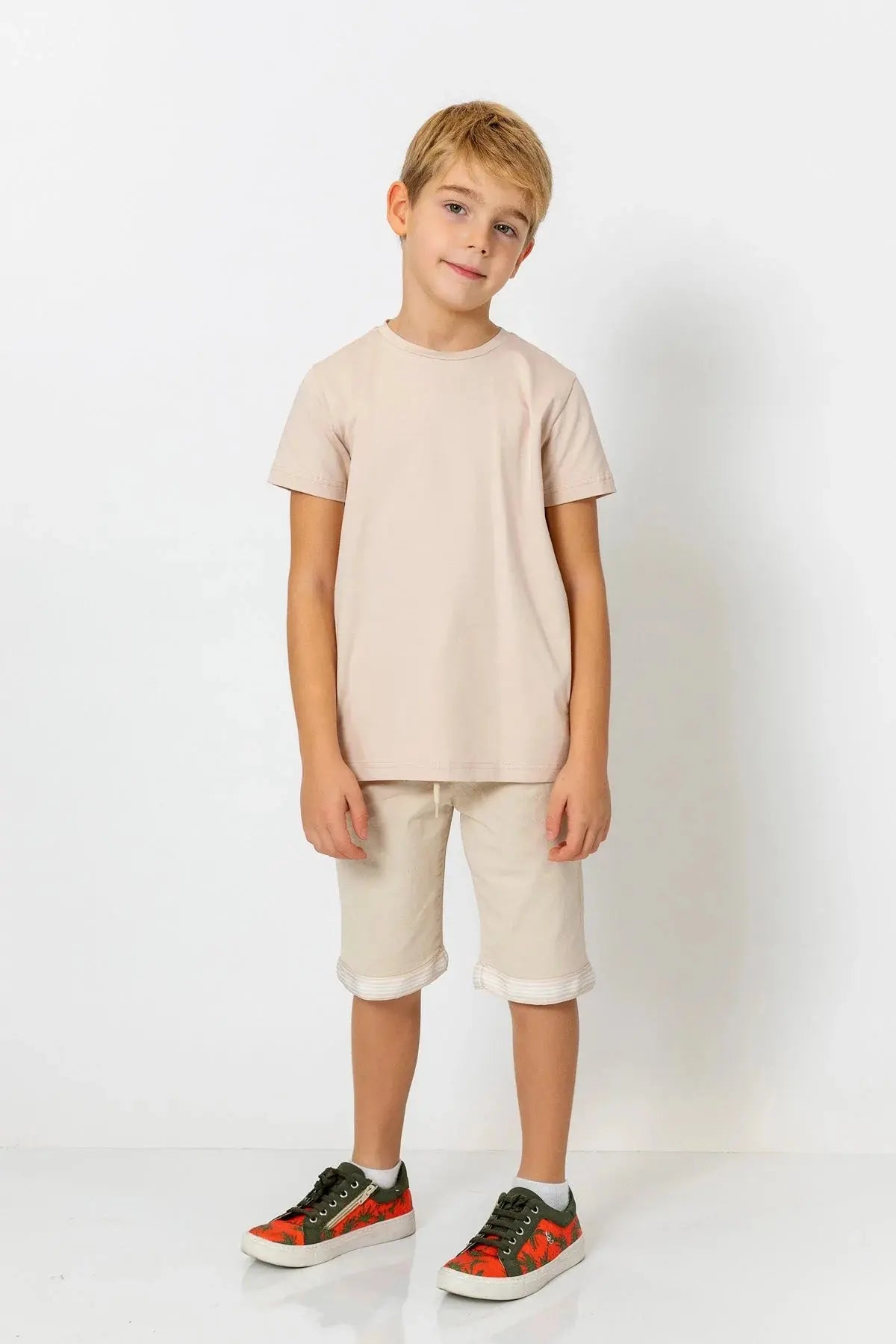 InCity Boys (3010) - Yuvarlak Yaka Yan Çizgili Ksa Kollu T-Shirt dogan-811